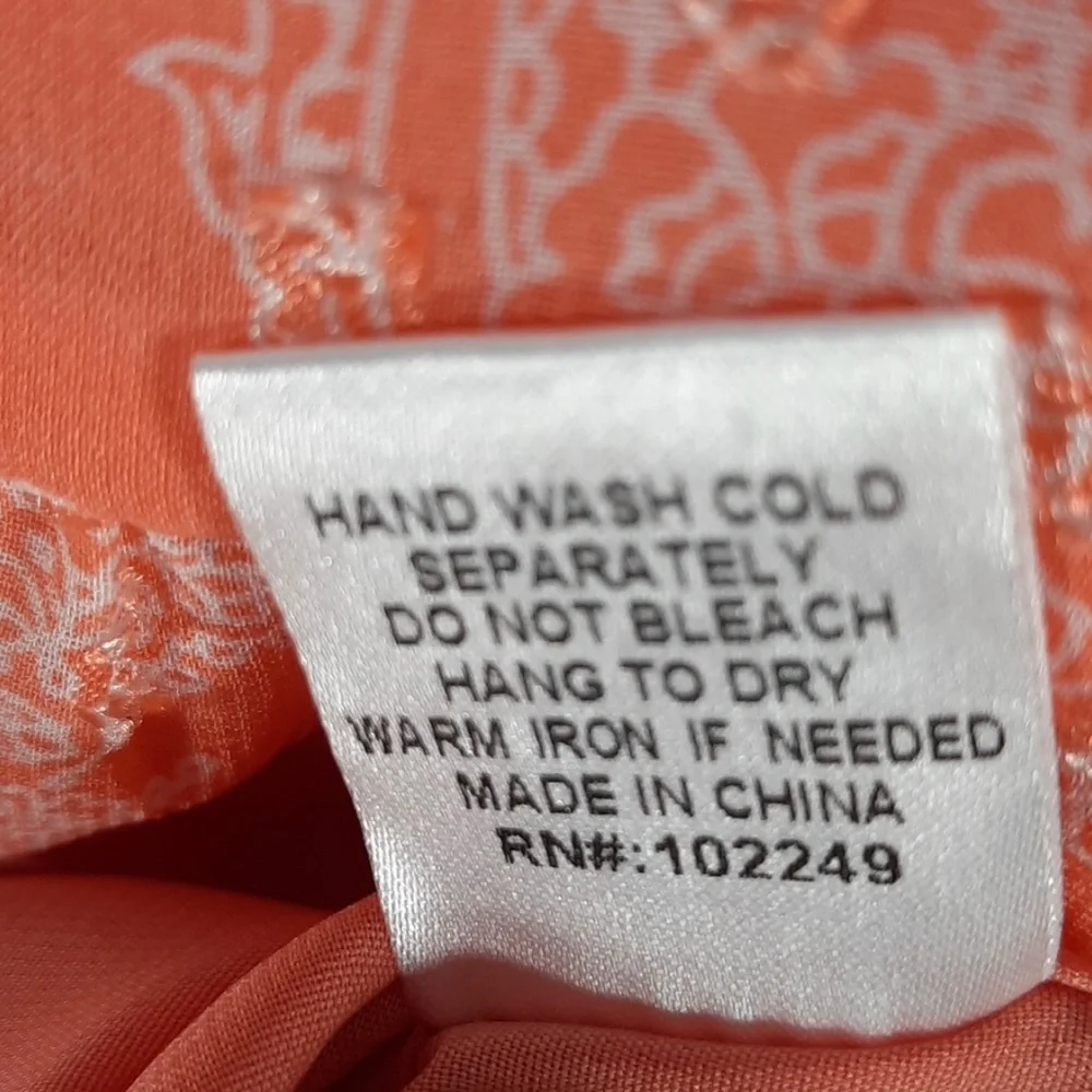 Skies Are Blue Tiered Smocked Bodice Babydoll A-Line Mini Dress SZ M Coral - Picture 10 of 12